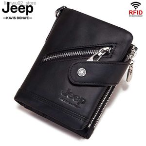 Clipes de dinheiro Rfid Couro Genuíno Homens Carteira Moda Moeda Bolsa Pequeno Mini Titular Cadeia Portfólio Portomonee Masculino Walet Chain Q230921