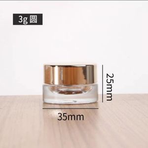 mini glass jar 3g clear white black round Wax rosin Concentrate Containers Eye Cream Skin Sample Experience Cosmetic Packaging Balm gold lid custom print logo