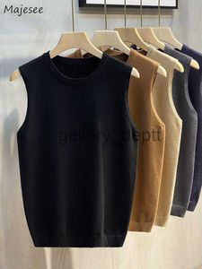 Kadın Sweaters Sweater Yelek Erkekler Bahar Yeni Varış Kolsuz Temel O-Neck Triko Kore tarzı Modeli Katı Yakışıklı Sokak Giyim BF All-Match J230921