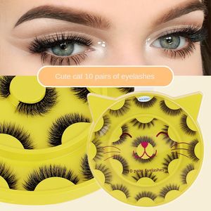 F 33MM Lashes 3D 100% Mink Hair False Eyelashes Dramatic Long Wispies Fluffy Eyelash ull Strips Lashes ExtensionMakeup Tool Thick Curly Eyelash 10 Pairs