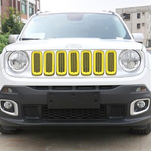 Mesh Grill Inserts Front Grilles Decoration Cover For Jeep Renegade 2016-2018 ABS Network Auto Exterior Accessories263K