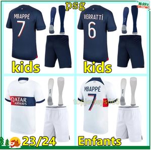 2023 2024 PSGES Piłka nożna koszulka dla dzieci Paris 23 24 MBAPPE KITY KITY Piłka nożna koszulki piłkarskie koszulki Kit Skarpetki Maillot Foot Camisetas futbol