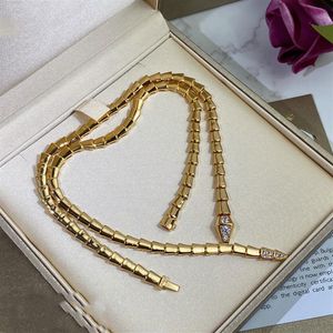 Choker New 2022 Top Brand Pure 925 Sterling Silver Jewelry Women Rose Gold Snake Diamond Necklace levely Fine Luxury Quali2738