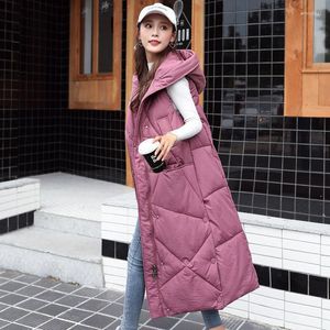 女性のベスト冬のジャケット女性2023ノースリーブフード付きパッド付きスーパーコート韓国のファッション服