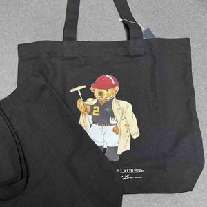 Cross-mirror Hot Sale Rl Lotte Japan and South Korea Cartoon Print Shopping Bag Handbag One-shoulder Portable Canvas Bag 230915