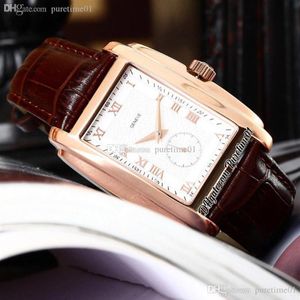 2022 Gondolo 5124G automatyczne męskie zegarek Rose Gold White Teksturowane markery rzymskie brązowe skórzane pasek 5 zegarków Puretime0262b