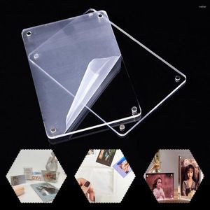 Frames Transparent Acrylic Po Frame Magnetic Double Sided Pocard Holder Poster Tag Display Stand Home Decor