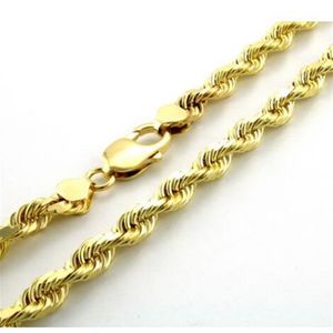 Colar de elo de corrente com corda de corte de diamante grosso 7 mm banhado a ouro amarelo 10k masculino 24 3191