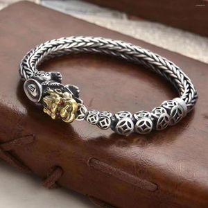 Link Bracelets Vintage Accessories Personalized Copper Coin Pixiu Bracelet For Men Fashion Jewelry Domineering Old Thai Silver Keel Chain