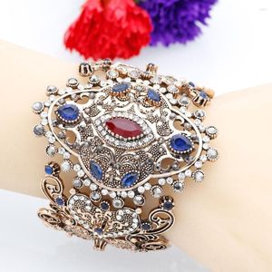 Bangle Sunspicems Charme Retro para Mulheres Cor de Ouro Turco Grande Noiva Jóias Acessórios de Casamento