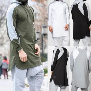 Nya män Jubba Thobe Muslim Arabiska islamiska kläder Abaya Dubai Kaftan Winter Long Sleeve Stitching Saudiarabien tröja269d