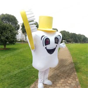 Halloween Cute White Tooth Mascot Costume Wysokiej jakości kreskówka postać karnawał unisex dorośli rozmiar świątecznych urodzin impreza fantazyjna strój