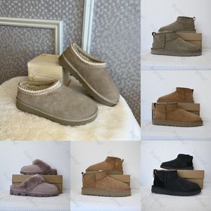 Tasarımcı Botlar Kadın Terlik Tasman Slipper Kürk Pattik Moda Tazz Kış Kar Boot Erkek Ayakkabı Kürk Platform Slayt Fuzz Slip-On Ayakkabı Süet Mokasinler