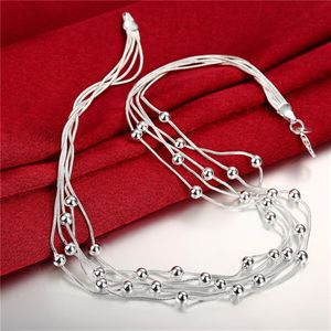 Damen-Tennis-Halskette aus Sterlingsilber mit fünf Linien und hellen Perlen, GSSN213, modischer, schöner Schmuck aus 925er Silber, Graduated292F