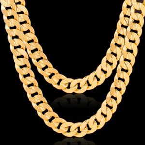 Mens 14k Yellow Gold Plated 24in Italian Cuban Chain Necklace 10 MM263p
