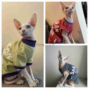 Trajes de gato Sphynx Roupas para gato Sweatershirt Roupas de gato Colete de verão Casaco de algodão para gato Devon Rex Camiseta macia de desenho animado na primavera Outwear HKD230921