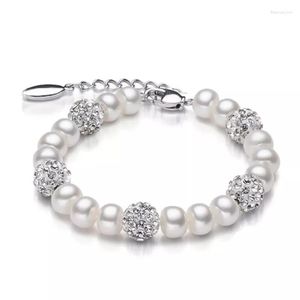 Link Bracelets MeiBaPJ Ball Drill Shambhala Bangles Fashion Design Natural Freshwater Pearl Crystal Beads Accessaries For Momen