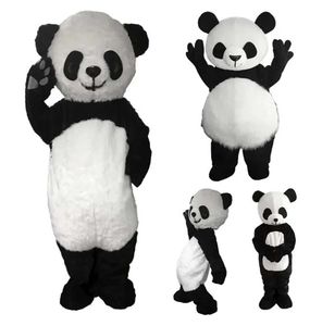 Promozione speciale di Halloween Costume da mascotte panda a pelo lungo Spettacolo Costume da bambola di cartone animato Costume da bambola Costume umano