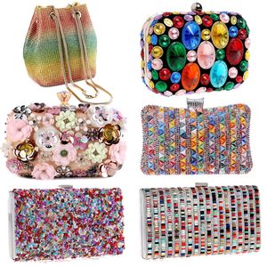 Torby wieczorowe Flower Candy Kolor Women Even Event Impreza Sprzęgło Diamenty Metalowe torebki torebki koraliki torebka torebka Diamonds Bag 230920