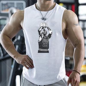 Homens Tanques Homens Branco Verão Correndo Esporte Basquete Sem Mangas Camiseta Malha Secagem Rápida Ginásio Colete Fitness Singlets Roupas