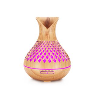 500 ml aromat oleju eterycznego dyfuzor ultradźwiękowy nawilżacz oczyszczacz drewna Ziarno kształt 6 kolorów Zmiana świateł LED do domu biurowego