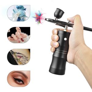 Ansiktsvårdsenheter Syre Injector Mini Air Compressor Kit Air-Brush Paint Spray Gun Airbrush för Nano Fog Mist Sprayer Art Makeup USB Laddningsbar 230920