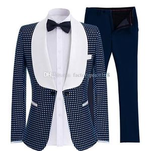 Handsome One Button Groomsmen Shawl Lapel Groom Tuxedos Man Suit Mens Wedding Suits Bridegroom Jacket Pants Tie A2202382