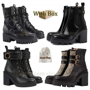 Designer Martin Botas Joelho Botas de Couro Alto Mulheres Botas de Tornozelo Zíper Deserto Botas Botas de Neve Lace-Up Bota de Combate Bota de Plataforma de Borracha Bota de Salto Alto com Caixa