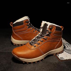 Stiefel Herren Winter Warm Plüsch Plus Größe Casual Schnee Mode Anti Slip Weiche Sohle Outdoor Arbeit Komfort Baumwolle