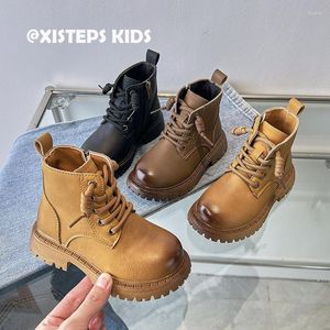 Stivali alla caviglia vintage per bambini ragazze ragazzi in pelle moda 2023 autunno scarpe da bambino antiscivolo impermeabili Infantil Botas