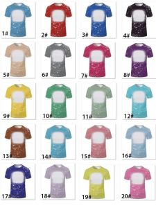 NEW Sublimation Blank T-shirt Front Bleached Polyester Short-Sleeve Tye Dye Tee Tops For DIY Thermal Transfer Printing Adults Kids Sizes