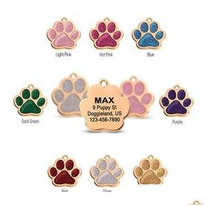 Dog Tag Id Card Zinc Alloy Drip Processed Paw Blank Pet Id Tags With Mirror Surface Wholesale 5508 Q2 Drop Delivery Home Garden Suppl Dhfgu