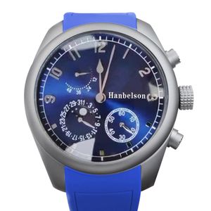 2022 Classic Mens Watch Power Reserve Manual Mechanical Movement Moon Phase Steel Case Automatisk läderrem Armbandsur256b