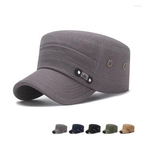 Bérets hommes casquette militaire décontracté chapeau de cadet casquettes à dessus plat femme Vintage armée chapeaux mode ombre coton