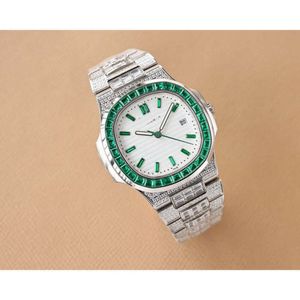 Luksus Fromal Full Diamod Watch 5711 Mechanical Na ręce na rękę 4DIU PETA PLI 5711 MĘŻCZYZN AUTOMATYCZNY RUCHU UHR MONTRE PATK OUT OUT OUT OUT