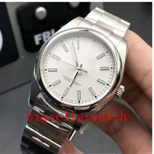 Fabriklieferant Top-Qualität Luxus-Armbanduhren Sapphire Perpetual 39 mm ohne Datum gewölbtes weißes Zifferblatt 114300 automatische mechanische Herren235a