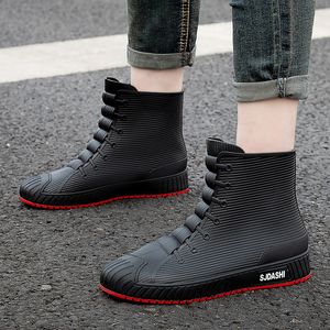 Buty deszczowe gumowe buty man terenu męskie buty deszczowe platforma buty zewnętrzne poślizg na wodoodpornym robotę męskie buty soild buty bota masculina 230920