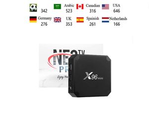 Smart TV Box Android con spettacoli gratuiti NEOx Mini tvbox Neox2 X96 Mercato globale Lettore multimediale Wifi TV Set Top Box Neo tv Spina EU UK US