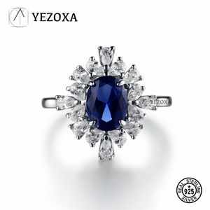 Обручальные кольца YEZOXA Created Sapphire 925 Sterling Silver Halo Ring для женщин Размер #6 #7 #8 230921
