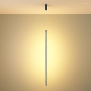 Lampade a sospensione Luci a LED moderne e minimaliste Nordic Semplice linea nera Lampada a sospensione Cucina Sala da pranzo Bar Camera da letto Apparecchio a sospensione