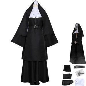 Anime Costumes Vintage średniowieczny misjonarz zakonnica kostium Kapłan Kapłan Czarna szata Dorosła mężczyzna Kobieta Religijna pobożna Kościół Kościoła Kościoła