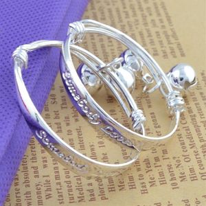 2 pçs crianças bebê meninas meninos crianças tamanho ajustável 925 prata esterlina pulseira moda jóias fs99 bangle347l