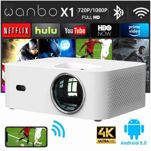 Projektörler Wanbo X1 Projektörler Android 9.0 WiFi Telefon Full HD 1080P 4K 8000 Lümenler LED Mini Taşınabilir Projektör Ev Ofisi L230923