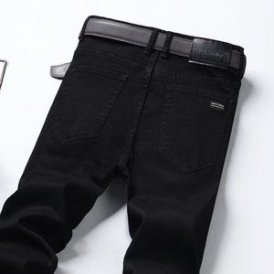 Mens Jeans Brand Black Autumn Straight Slim Stretch Denim Trousers Trendy Casual Handsome Streetwear Men Pants 230921