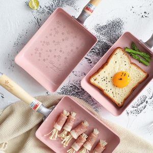パン日本のフライパン木製ハンドルタマゴヤキオムレツノンスティックフライドエッグパンケーキキッチンポットチキンクッキングツール