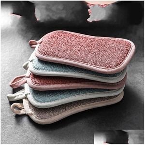 Sponges Scouring Pads Double Sided Kitchen Magic Cleaning Sponge Scrubber Dish Washing Towels Bathroom Brush Wipe Pad 5501 Q2 Drop Dhz2C