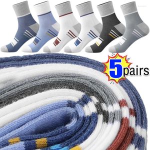 Men's Socks 1/5PAIRS Cotton Sweat-absorbing Breathable Anti-odor Antibacterial Thick Long Trendy Sports Running Men