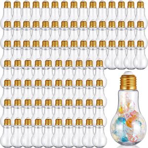Бутылки с водой, 40 упаковок, прозрачные пластиковые банки для лампочек, 3,38 унции/100 мл, заполняемые бутылки с лампочками, оптом для поделок с золотыми крышками, декоративная лампочка