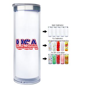 Wall 20oz Double Leak Proof White Sublimation Blanks Custom Glitter Snow Globe 304 Stainless Steel Skinny Straight Storyboard Tumbler Travel Coffee Mugs 4.23