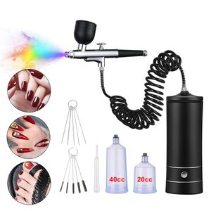 Ansiktsvårdsanordningar k10 airbrush för naglar konstfärg bärbar trådlös luftborste nagelpistol med kompressor nagel dekoration kaka makeup lack spray 230920